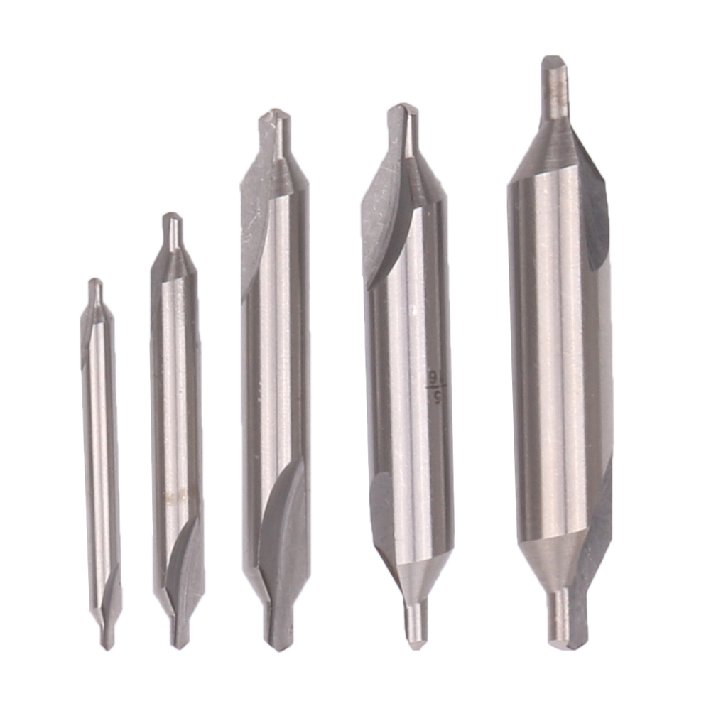 5pcs A-Type Double Ended HSS Center Drill Set Combined Spotting Countersink Bit Mill Lathe