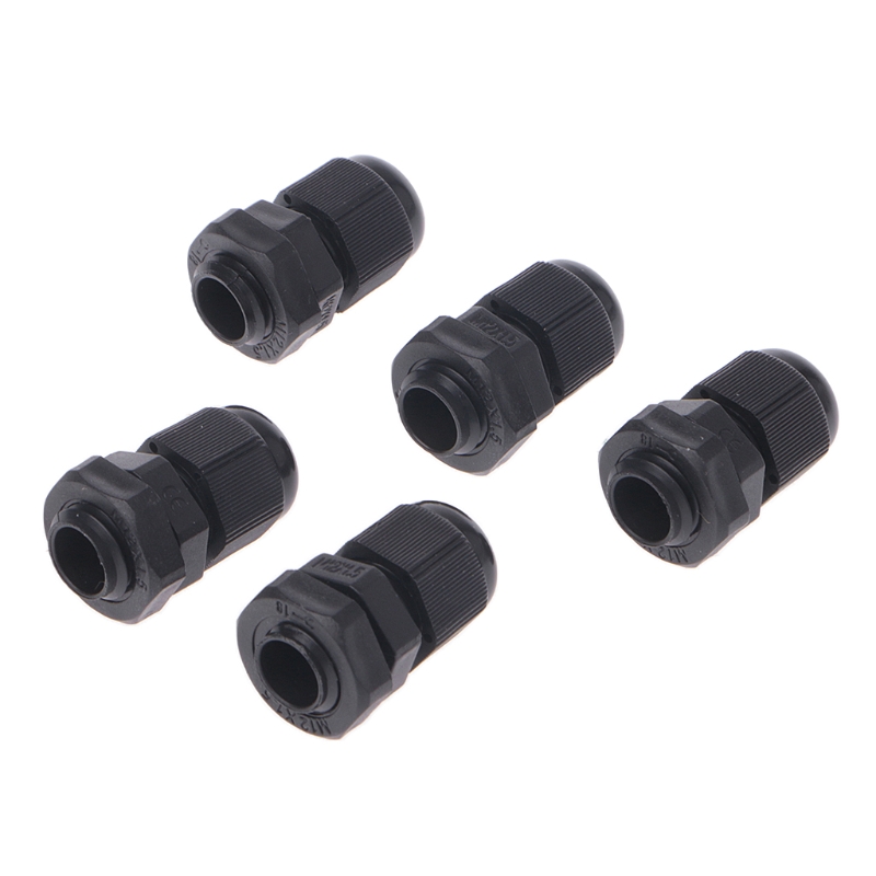 5 Pcs 12mm Compression Cable Glands Black Waterproof IP68 M12 TRS Stuffing Gland