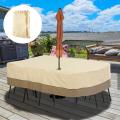 Garden Furniture Waterproof Cover Round Patio Table Chairs Cover With Umbrella Hole Table Dust Cover Daily Necessities