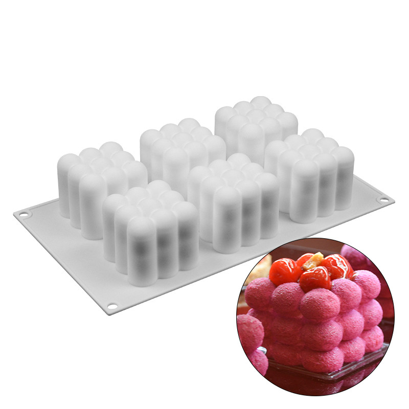 3D Cherry Mould Silicone Baking Mousse Cakes Square Bubble DIY Oven Safe Non-stick Brownie Dessert Molds Cake Tray