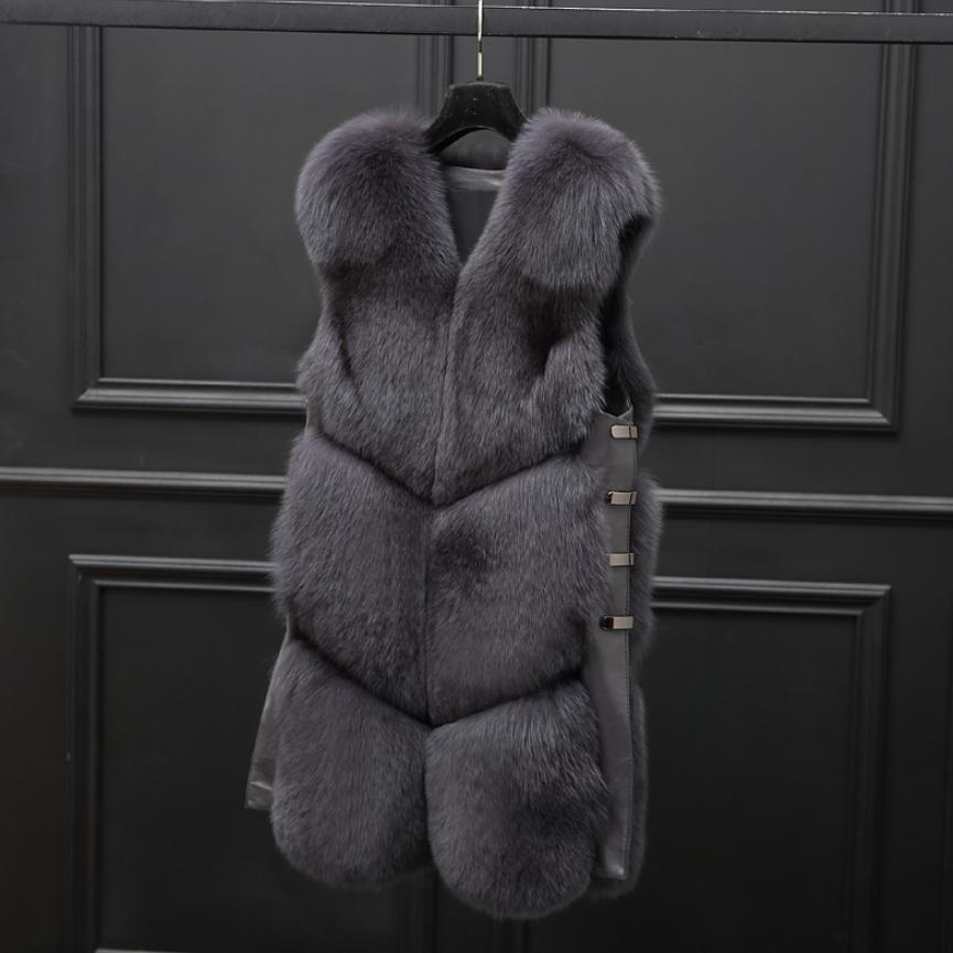 S-3XL Plus Size Winter Brand Women's Faux Fur Vest Fake Fur Coat Thicker warm Fox Fur Waistcoat Side buckle Stitching Coat L1289