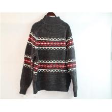 Ladies Turtleneck Red and Black Casual Knitted Sweater