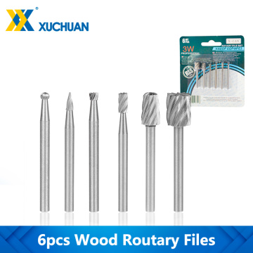 Wood Rotary Files HSS Routing Router Rotary Carving Carved Knife 6pcs For WoodWorking Dremel Tools Mini Drill Bit Rotary Burrs