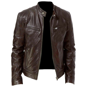 Men Jacket Autumn Winter Stand Collar Zipper leather jacket men Motorcycle Jacket Short Coat Windproof mens leather jacket