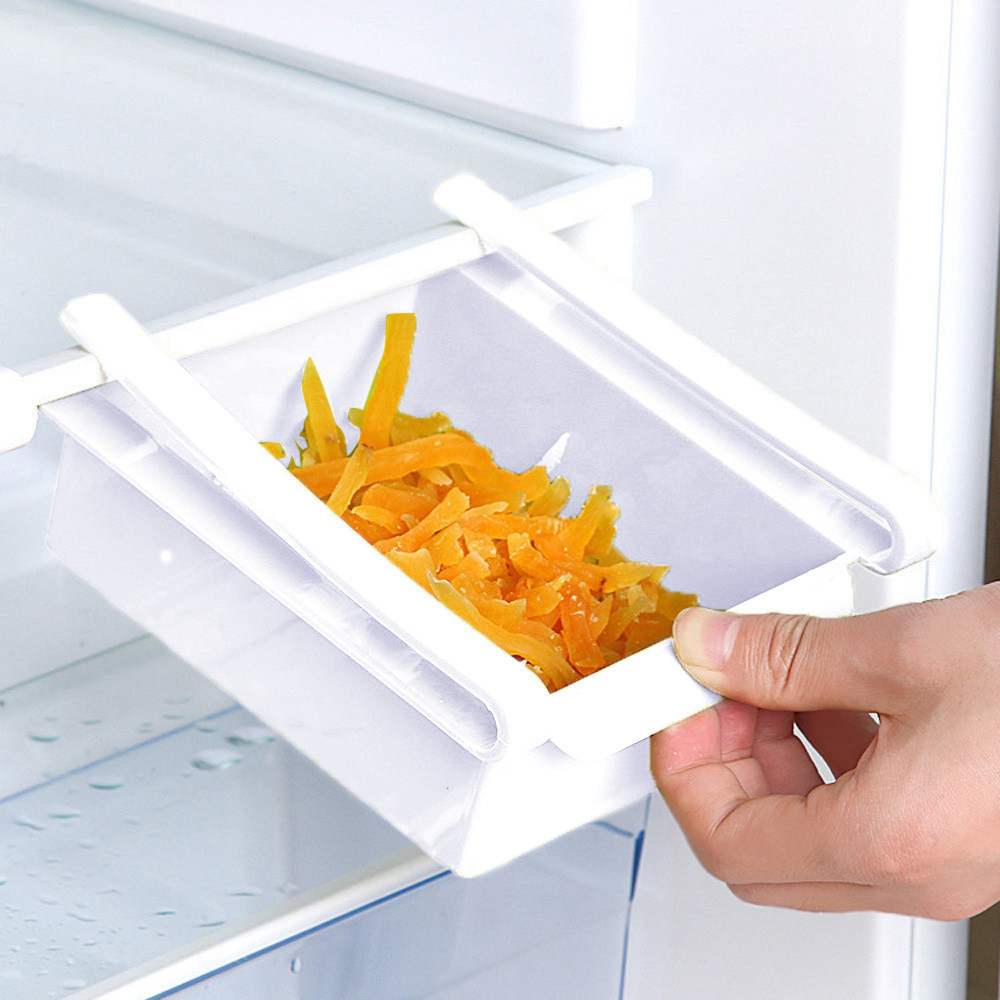 Slide Kitchen Fridge Storage Case Freezer Space Saver Organization Storage Rack Bathroom Shelf Rack Organizer Holder Box #LR3