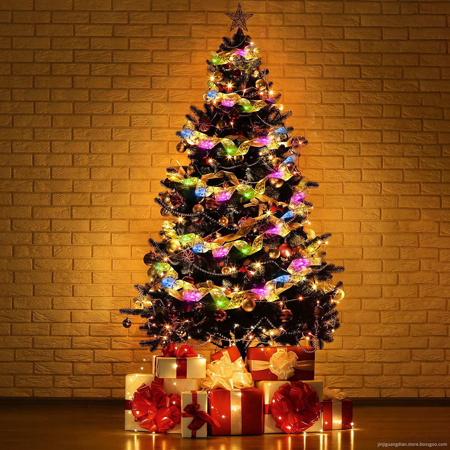 Ribbon Lantern String Christmas Tree