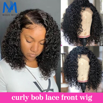 Magic Wave Jerry Curly Short Bob 13x4 Lace Front Human Hair Wigs PrePlucked For Women Kinky Deep Water Wavy Frontal Virgin Wig