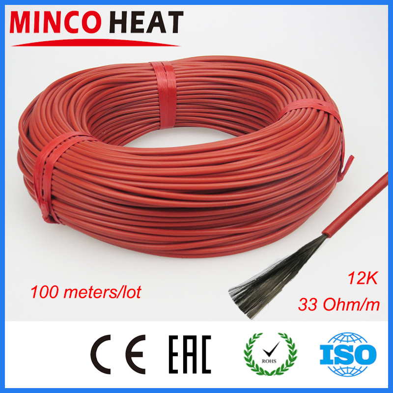 100M infrared heating cable system of 12K 3mm Silicone carbon fiber heating wire electric hotline for floor heating