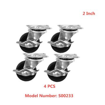 4 Pcs/Lot 2-inch Rubber Universal Belt Brake Caster Height 6.5cm Flat Bottom Side Wheel Light Industrial Movable