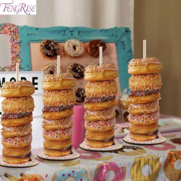 FENGRISE Wooden Donut Stand Stick Donut Party Decoration Candy Table Donut Wall Display Birthday Wedding Party Decor Supplies