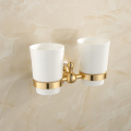 Cup & Tumbler Holders Gold Cup Bathroom Accessories Gold Double Tumbler Holder Toothbrush Cup Holders