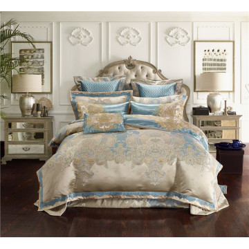 Jacquard Silk Cotton Luxury Bedding Sets King Size Queen size 4/6/10Pcs Bed Set Duvet Cover Cotton Flat Bed Sheet set Pillowcase