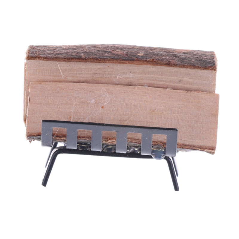 1/12 Dollhouse Furniture Metal Rack with Firewood for Living Room Fireplace Model 3.2x2.8x1.6cm