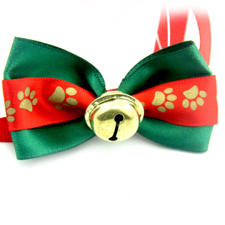 Dog Bow Tie Christmas Series Footprint Bell Collar Small Pet Cat Bow Tie Bow Knot dog collar cat accessories