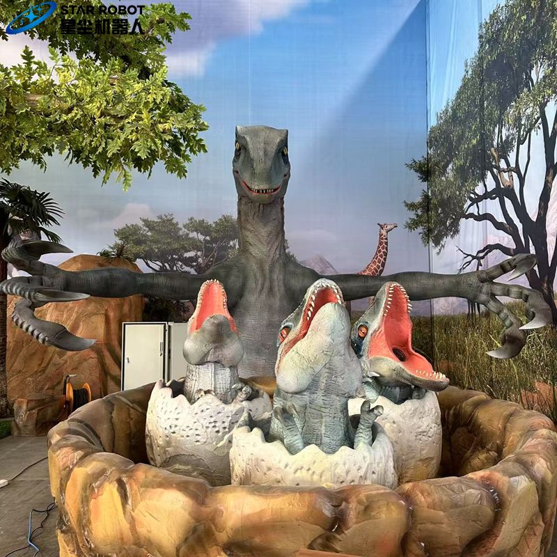 animatronic velociraptor model