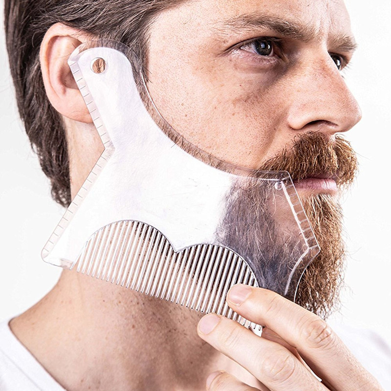 Men Beard Shaping Tool Trimming Shaper Template Comb Shaving Stencil Hair Beard Trim Template Pocket Mustaches Comb Styling Tool