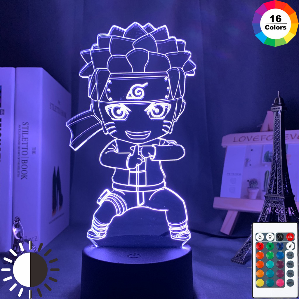 Chibi Naruto Uzumaki 3D Lamp Battery Powered Decorative Light for Room Led Night Light Lamp Acrylic Cool Present for Teenager