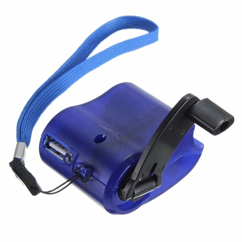 New USB Travel Emergency Phone Charger Dynamo Hand Manual Charger Blue Drop Shipping