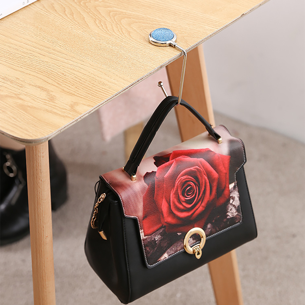 Creative Portable Metal Foldable Bag Purse Hook Handbag Hanger Purse Hook Handbag Holder Shell Bag Folding Table Hook 10 Colors