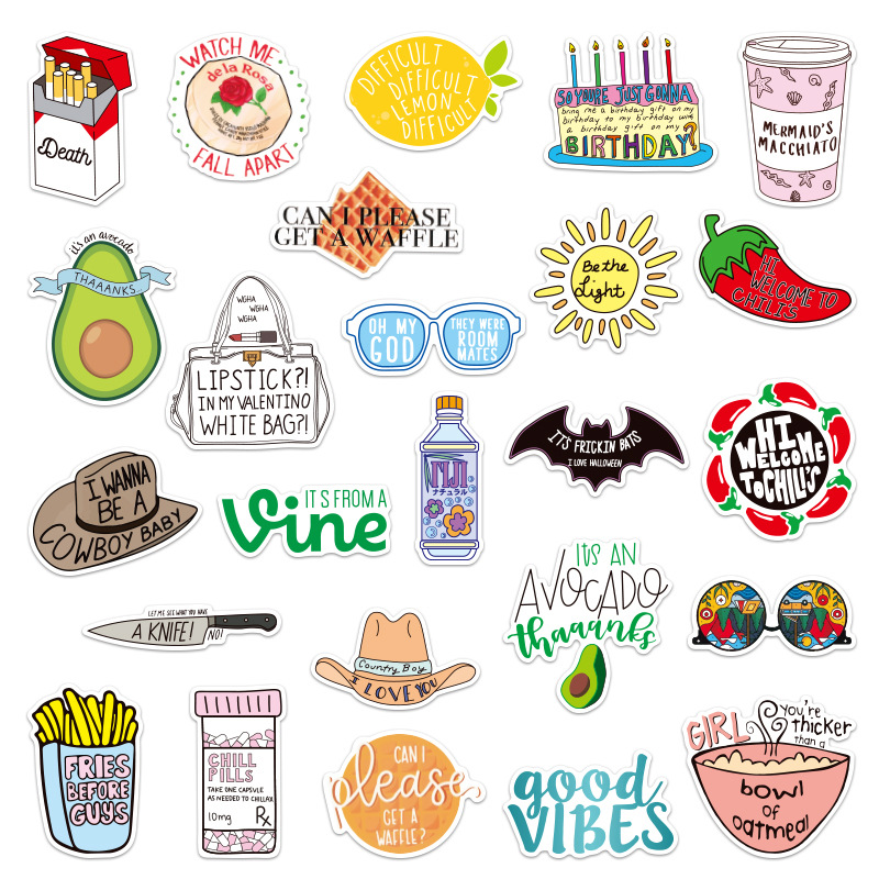 10/30/50pcs Vine Graffiti Stickers Avocado VSCO Girl Decal Waterproof Skateboard Laptop Luggage Car Fridge Styling Decor Sticker