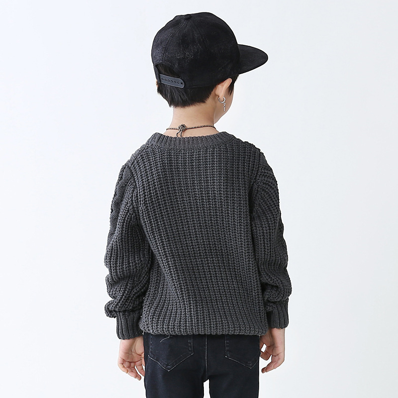LZH Childrens Sweater 2020 Autumn Winter New Boys Sweater Childrens Knitted Sweater Pullover Solid Color Thick Keep Warm Tops
