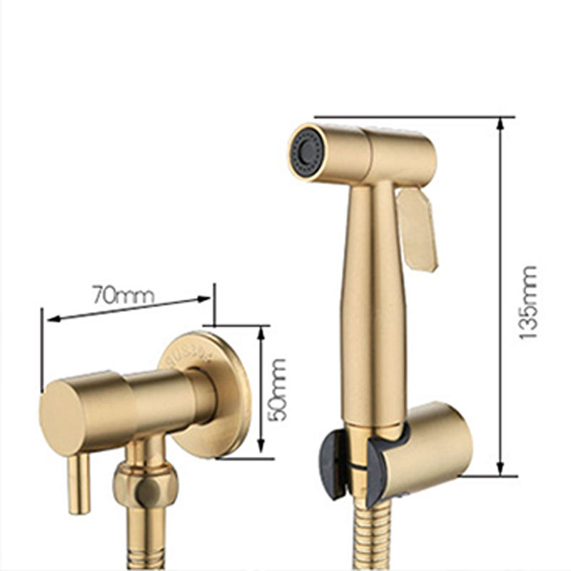 Brushed Gold Bidet faucet Bathroom Single Cold Water wall mount toilet Companion Cleaning Stainless Steel Accessories tap