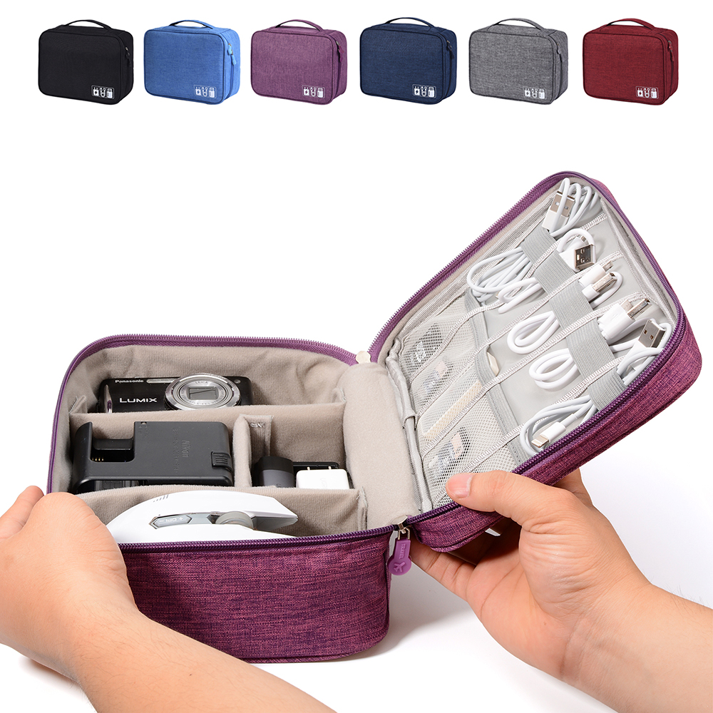 Portable Storage Bags for USB Gadgets Cables Wires Charger Power Battery Zipper Cosmetic Bag Case Electronic Accessory Organizer