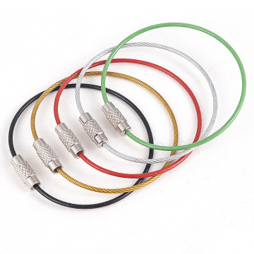 5PC Stainless Steel Wire Keychain Cable Rope Key Holder Keyring 5 Colors Key Chain Rings Women Men Jewelry