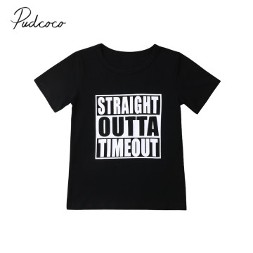2020 Brand New Newborn Infant Baby Kids Boys Casual T-Shirts Tops Short Sleeve Letter PrintPullover Black Cotton Clothes 6M-6T