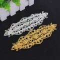 1 Pair handmade crystal brilliant applique with stone tassel silver rhinestone applique trim for bridal wedding belt DIY sewing