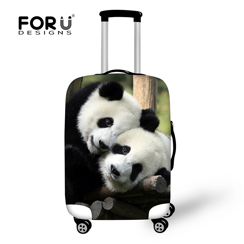 FORUDESIGNS Stretch Waterproof Luggage Cover to 18-28 Suit case Kawaii Panda Print Suitcase Protective Cover Luggage Accessories