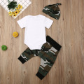 2019 Baby Summer Clothing Infant Toddler Baby Girls Boys Tops Letter Print Bodysuit Camo Long Pants Headband/Hats Outfit Sets