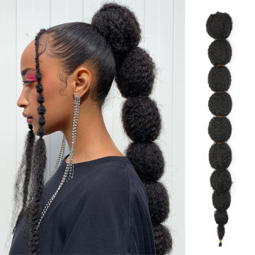 Alileader berkualiti tinggi 22 inci lantang afro lantern bubble ponytail 105g rambut sintetik keriting klip lurus dalam lanjutan rambut