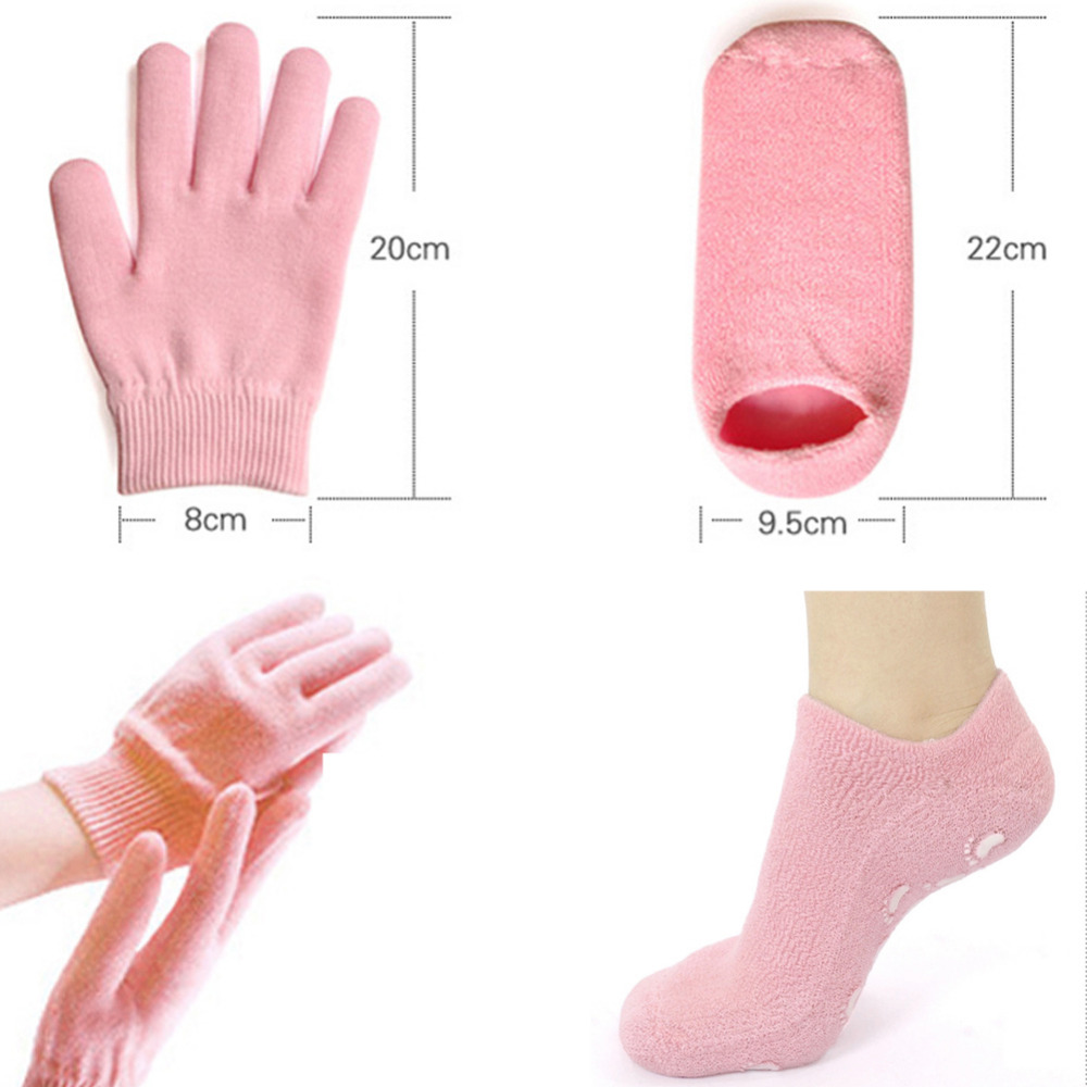 1 Pair Reusable SPA Gel Socks Gloves Moisturizing Whitening Exfoliating Smooth Hands Feet Care for Adult Hand Mask