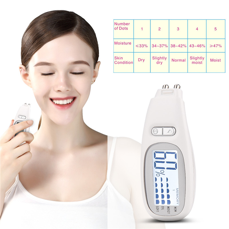 Precision Digital Skin Analyzer Monitor Large LED Display Faical Skin Moisture Oil Tester with Memory Function Skin Care Tool45