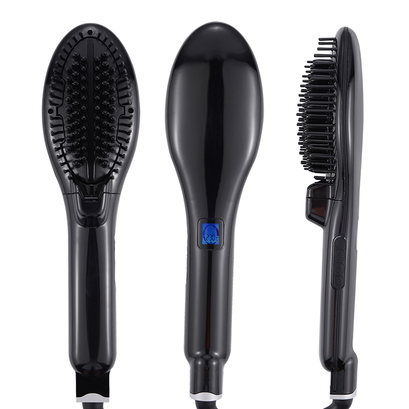 Professional Steam Hair Straightener Brush Electric Hair Brush Flat Iron Fast Heating LCD Hair Iron Straightening Comb Steampod