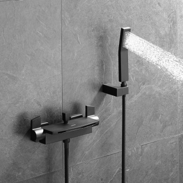 Tuqiu Bathtub Shower Faucet Waterfall Faucet Single Handle Mixer Tap Gold/Black/White/Chrome ABS Handshower Bath & Shower Faucet