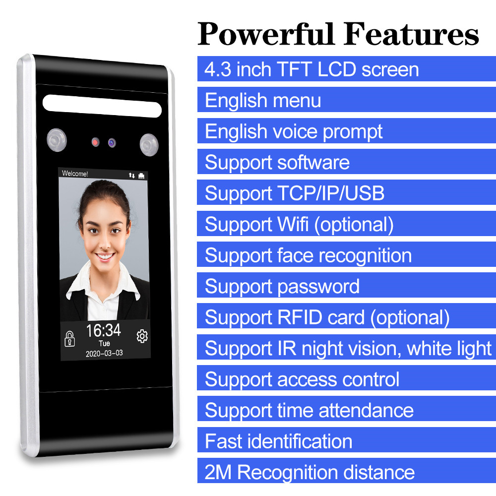 RFID WiFi Door Access Control System Kit Face Password Biometric Keypad + Power Supply + Electronic Locks with Software TCP/IP