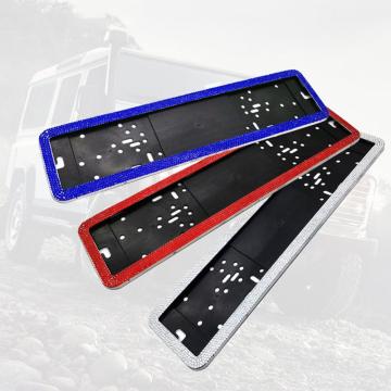 Car European License Plate Frame Crystal Diamonds Alloy Steel European Number Plate Holder Front and Rear Plate