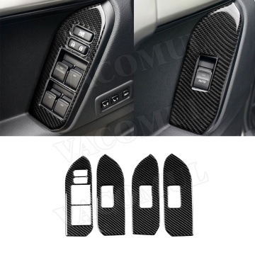Carbon Fiber Car Door Window Lifter Switch Buttons Trim Frame Cover Decal Stickers For Toyota Land Cruiser Prado 2010-2018