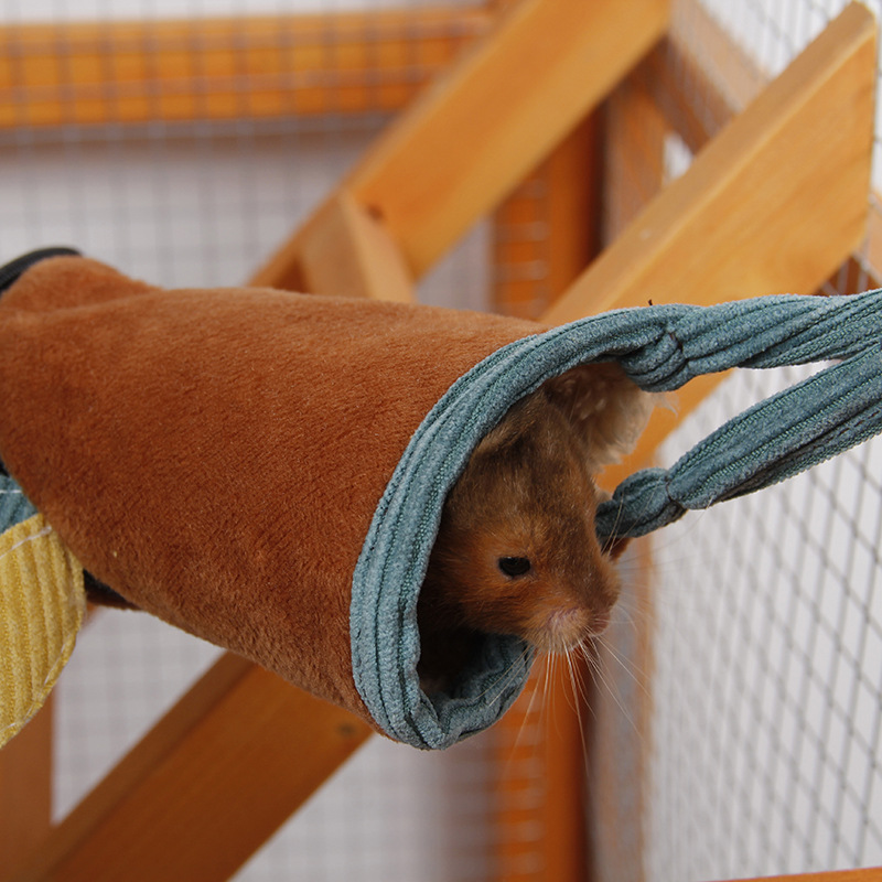3PCS/Set Small Pet Cage Set Mini New Born Animal House Hamster Hammock Nest Hanging Fleece Bed Tunnel Sugar Glider Guinea Pig