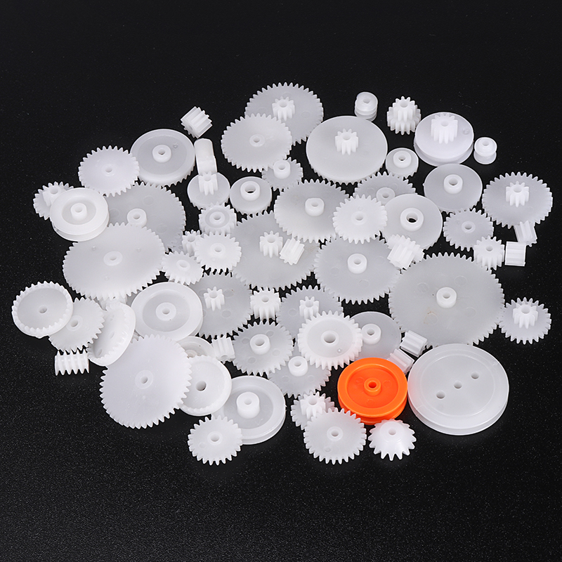Plastic Gear Kit Shaft Single Double Layer Crown Worm Cog Wheels 0.5M Mixed 64pcs Gears DIY Toy Robot Motor Model Accessories