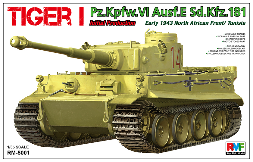 Rye Field 5001 1:35 German Tiger I PzKpfw VI Ausf E SdKfz 181 Heavy Tank Display Toy Plastic Assembly Building Model Kit