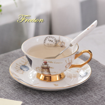 Retro Stamp Bone China Tea Cup Saucer Spoon Set 200ml Europe Advanced Porcelain Coffee Cup Cafe Ceramic Teacup Dropshipping