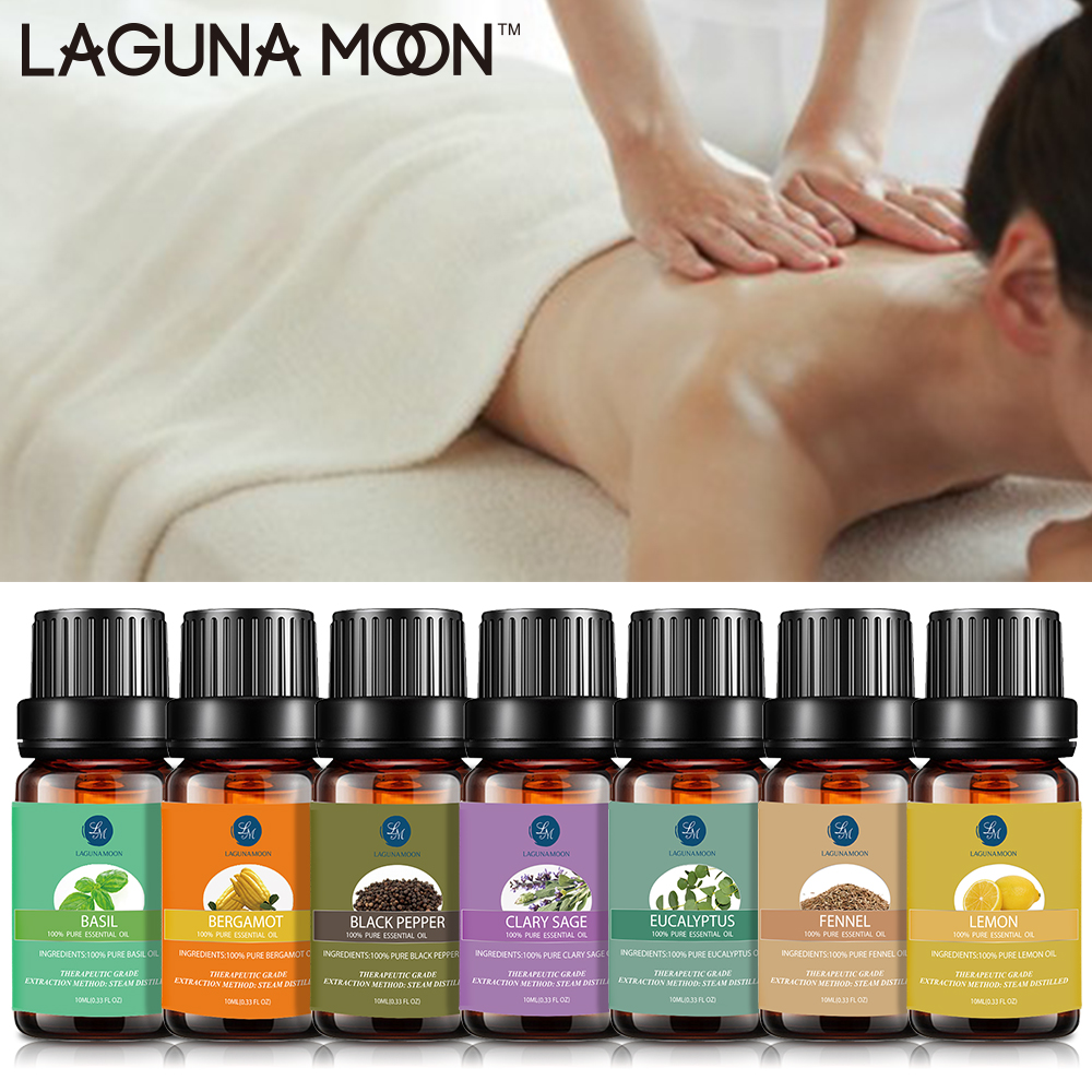 Lagunamoon Geranium 10ML Pure Essential Oil Massage Diffuser Aroma Juniper Ginger Myrrh Clary Sage Vetiver Chamomile Basil Oil