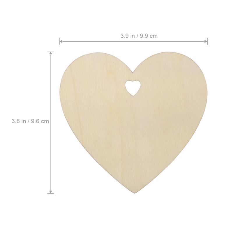 50pcs 100mm Wooden Love Heart Slices Blank Name Tags Wood Labels Art Craft Pieces for Wedding DIY Projects Card Making