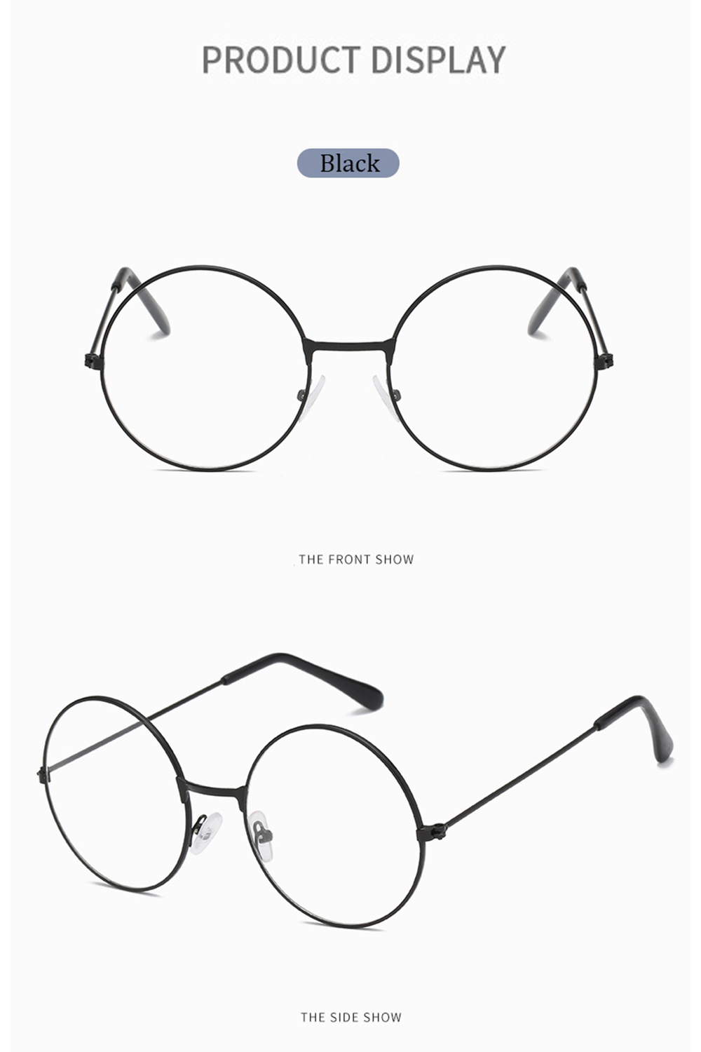 NONOR Fashion Harry Eyewear Eyeglasses Black Small Round Vintage Retro Metal Frame Clear Lens Glasses Round Circle Eye Glasses
