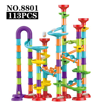 113/45pcs DIY Assembling Marble Building Competition Track Building Block Set Children Pop-up Slide Maze Rolling Ball Toy Gift