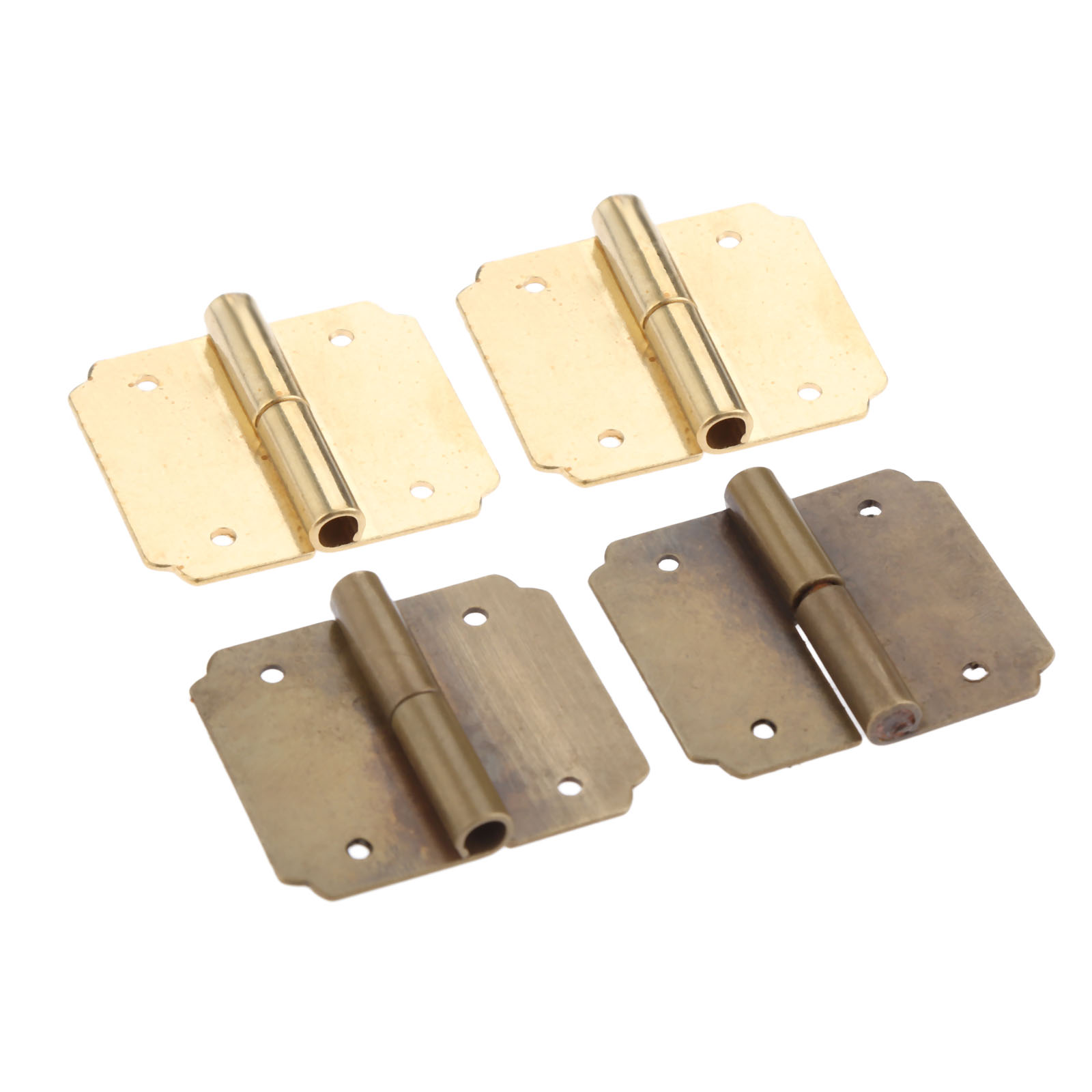 DRELD 2Pcs 33*29mm Brass Furniture Hinges Cabinet Drawer Door Hinge Antique Bronze Decorative Hinges Fittings For Jewelry Box