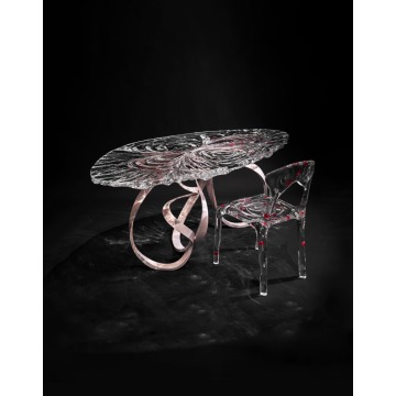Pink Ribbon Bow Water Wave Crystal Table
